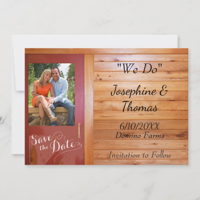 Convites Country Western Photo Save the Date (A Foto Ociden (Frente)