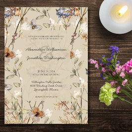 Convites Country Wildflower em Beige Wedding