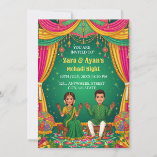 Convites Couple Mehndi Night Ceremony Invitation card