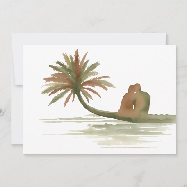 Convites Couple Sitting on Palm Tree (Frente)