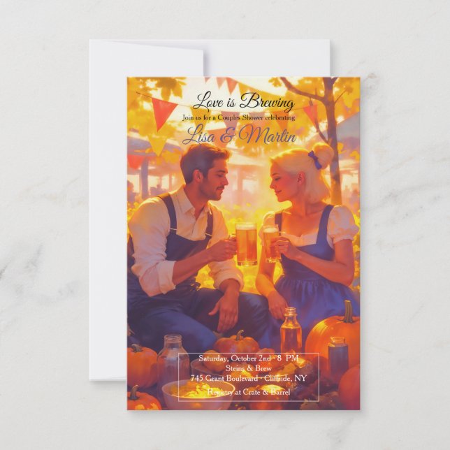 Convites Couple Toasting Fall Invitation  (Frente)