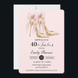 Convites Couquette Blush Bow Fashion Heel 40th Birthday<br><div class="desc">Personalize this chic coquette black and pink birthday invitation with own wording easily and quickly, simply press the customize it button to further re-arrange and format the style and placement of the text.  Perfect for Sweet 16, 18th Birthday, 21st, 30th, 40th, 50th, 60th and more! Matching items available in store!...</div>