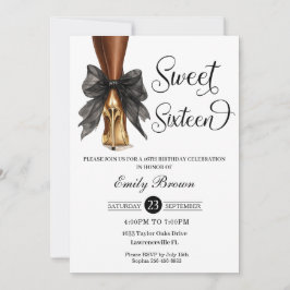 Convites Couquette Laço Preto Saltos Moda Sweet 16 