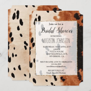 Convites Couro de Vaca Marrom Preto Creme