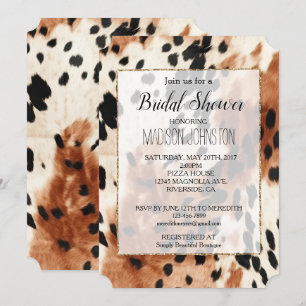 Convites Couro de Vaqueira Marrom Ocidental Creme Animal