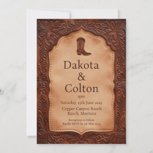 Convites Couro Fartado Western Casamento Country Ranch