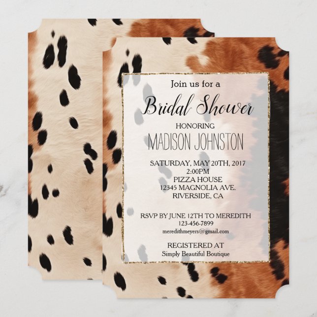 Convites Couro Marrom Preto Creme (Frente/Verso)