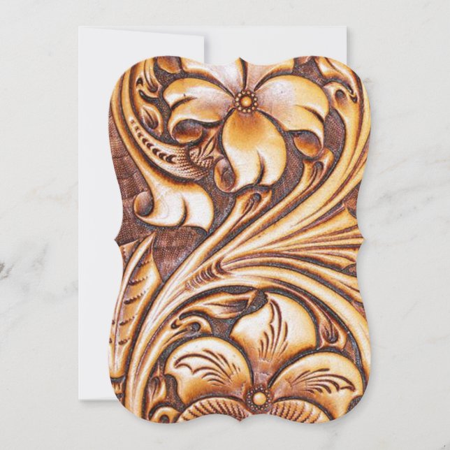 Convites Couro trabalhado de cowboy country ocidental vinta (Frente)