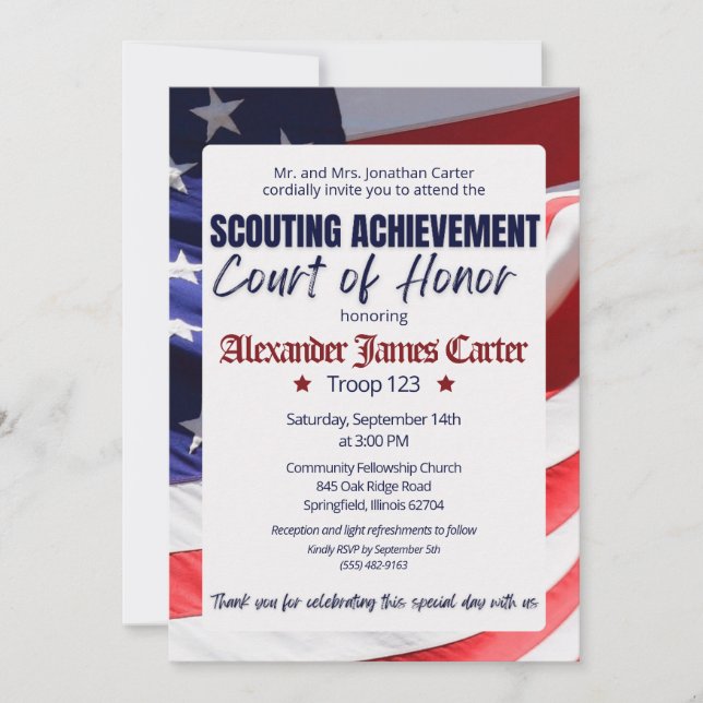 Convites Court of Honor Ceremony Invitation (Frente)
