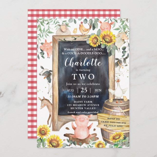 Convites Covinicultura de girassol Aves de capoeira Anivers (Frente/Verso)