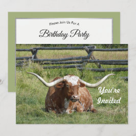 Convites Cow Texas Longhorn Photo Birthday