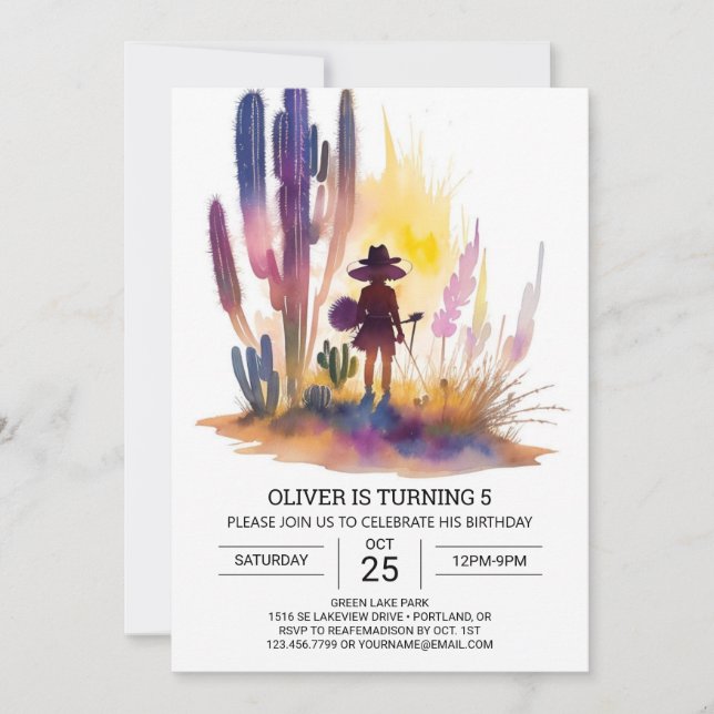 Convites Cowboy Aniversário Personalizado Online (Frente)