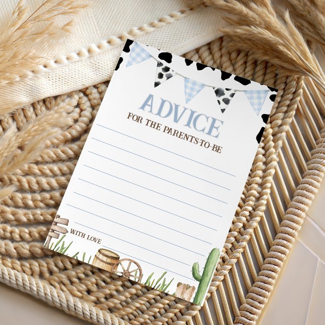 Convites Cowboy Baby Shower Advice Card (Criador carregado)