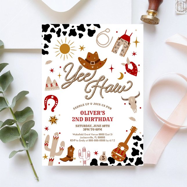 Convites Cowboy Birthday Invitation Boy (Criador carregado)