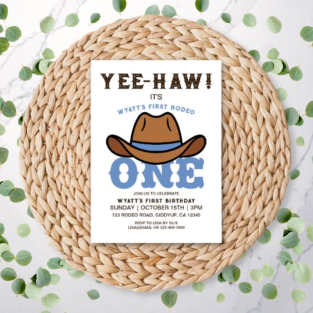 Convites Cowboy Blue First Rodeo Primeiro Aniversário (Criador carregado)