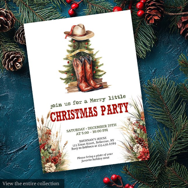 Convites Cowboy boots Christmas party invite rustic style (Cowboy boots Christmas party invite rustic style

)