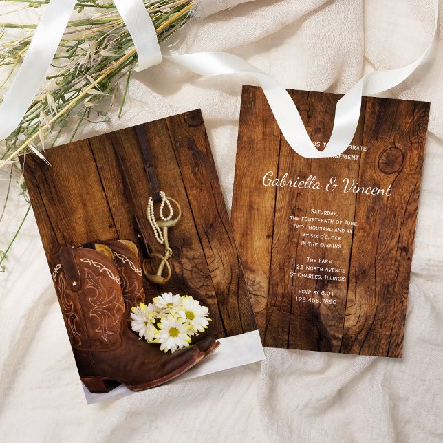 Convites Cowboy Boots Daisie Horse Bit Festa de noivado (Criador carregado)