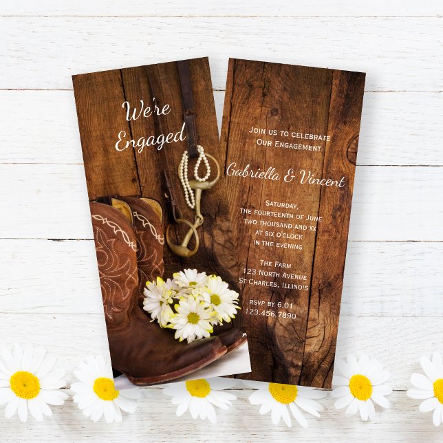 Convites Cowboy Boots Daisie Horse Bit Festa de noivado (Criador carregado)