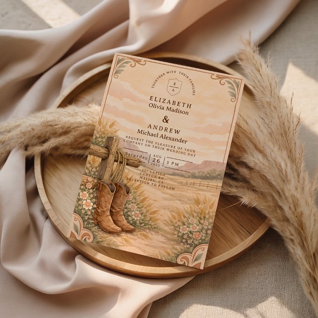 Convites Cowboy Boots Desert Wedding (Criador carregado)