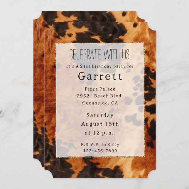 Convites Cowboy Brown Cowhide Ocidental (Frente/Verso)