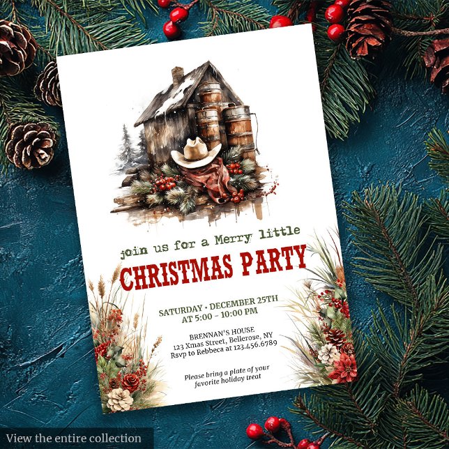 Convites Cowboy country Christmas party printable card (Cowboy country Christmas party printable card

)
