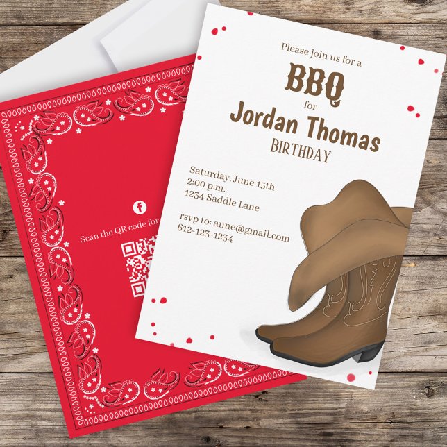 Convites Cowboy cowboy CHURRASCO de BQ Code de Boas Festas  (Criador carregado)