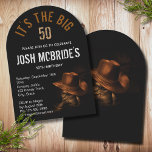 Convites Cowboy Hat and Leather Boots Masculina Personaliza<br><div class="desc">Cowboy Hat and Leather Boots Masculine Personalize Invitation apresenta um par de botas pretas de cowboy no chão com um chapéu castanho enfiado sobre o topo. Personalize editando o texto ou exclua o texto nas caixas de texto. Criado pelo Evco Studio www.zazzle.com/store/evcostudio</div>
