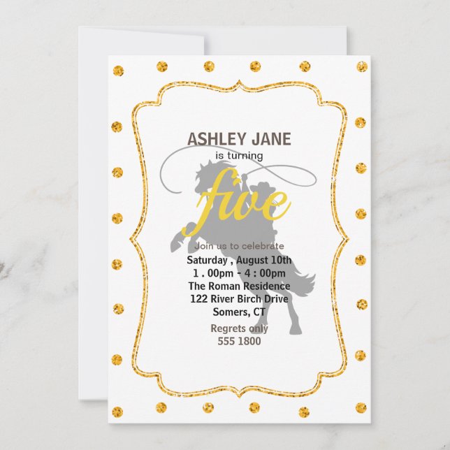 Convites cowboy jogando lasso cavalgando cavalo (Frente)