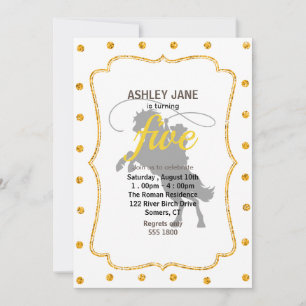 Convites cowboy jogando lasso montando a cavalo