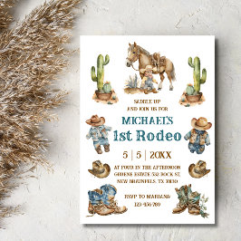 Convites cowboy ocidental 1rua rodeio primeiro aniversário