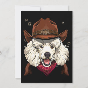 Convites Cowboy Poodle Western Rodeo Cowboy Hat e Bandana