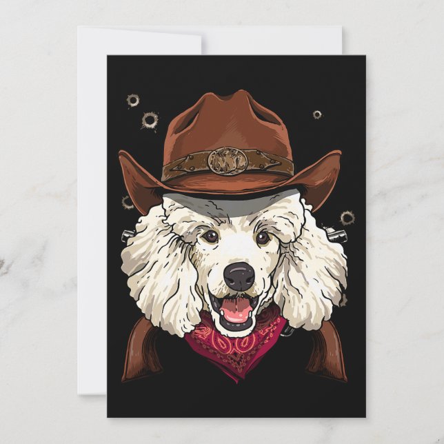 Convites Cowboy Poodle Western Rodeo Cowboy Hat e Bandana (Frente)