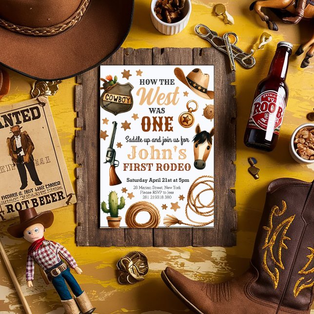 Convites Cowboy Rodeo 1rua Como O Ocidente Era Um Aniversár (Criador carregado)