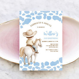 Convites Cowboy Rodeo Blue Birthday