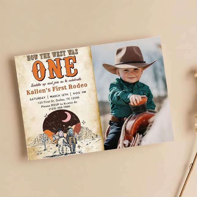Convites Cowboy Rodeo primeiro aniversario Como O Ocidente  (Criador carregado)