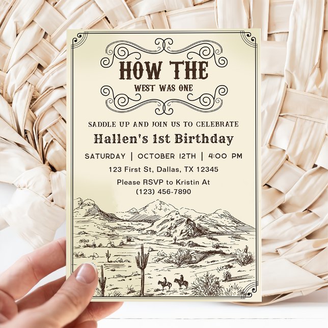 Convites Cowboy Rodeo primeiro aniversario Como O Ocidente  (Criador carregado)