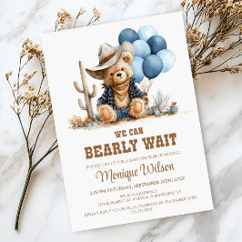 Convites Cowboy Teddy Bear We Can Bearly Wait Baby Shower
