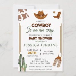 Convites Cowboy Western Hat Boots Denim Boy Chá de fraldas