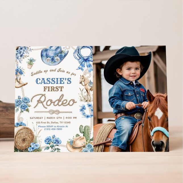 Convites Cowboy Wild West 1st Rodeo Ranch Birthday Party (Criador carregado)