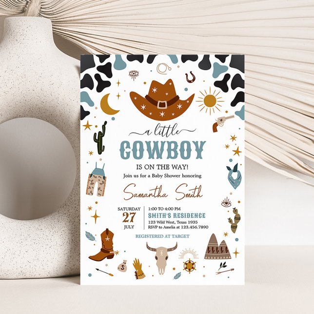 Convites Cowboy Wild West Chá de fraldas (Country Western Rodeo Baby Shower Invitation)