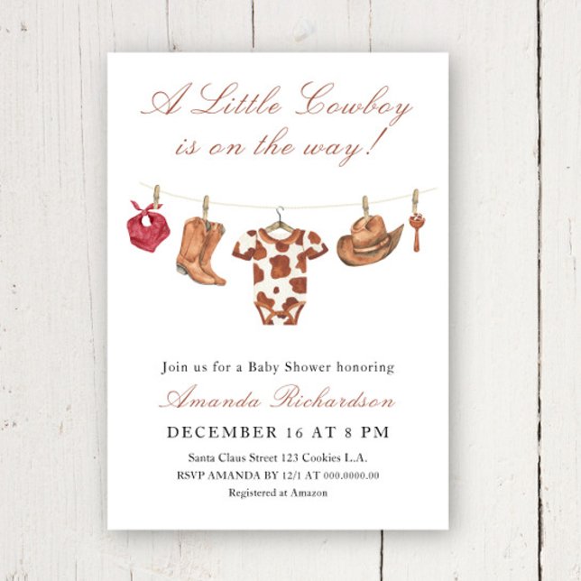 Convites Cowboy Wild West Rodeo Baby Shower (Criador carregado)
