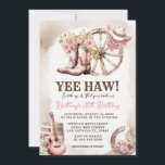 Convites Cowgirl Birthday 21 rua, 40º aniversário, Rustic W<br><div class="desc">Convite Floral Ocidental de Boot da Cowgirl. Aniversário Russo 30 Ocidental da Cowgirl.</div>