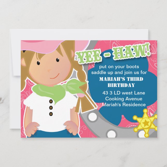 Convites Cowgirl Birthday Invitation Blond (Frente)