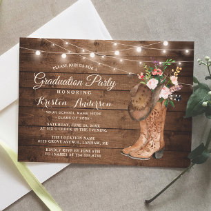 Convites Cowgirl Boots Graduation Party Invitation