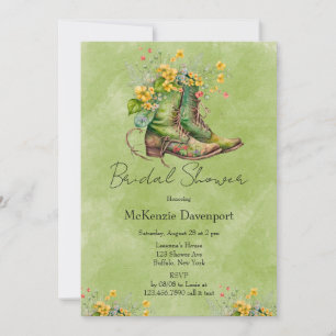 Convites Cowgirl Boots Wildflower Green Chá de panela