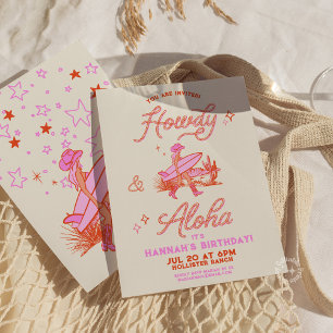 Convites Cowgirl Costeira Birthday Western Beach Party Pink