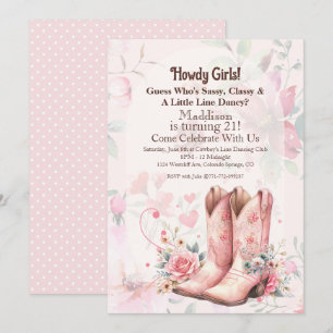 Convites Cowgirl Dança de Aniversário em Linha