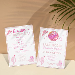 Convites Cowgirl de Disco Rosa Último Rodeio Fim de Semana 