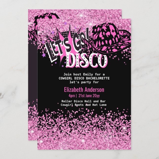 Convites Cowgirl Disco Bachelorette deixa a última rodeia (Frente/Verso)