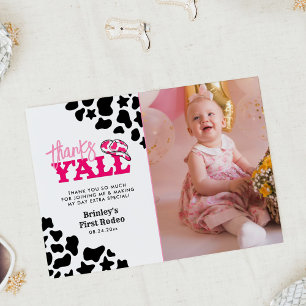 Convites Cowgirl Disco Pink First Rodeo Obrigados Y all